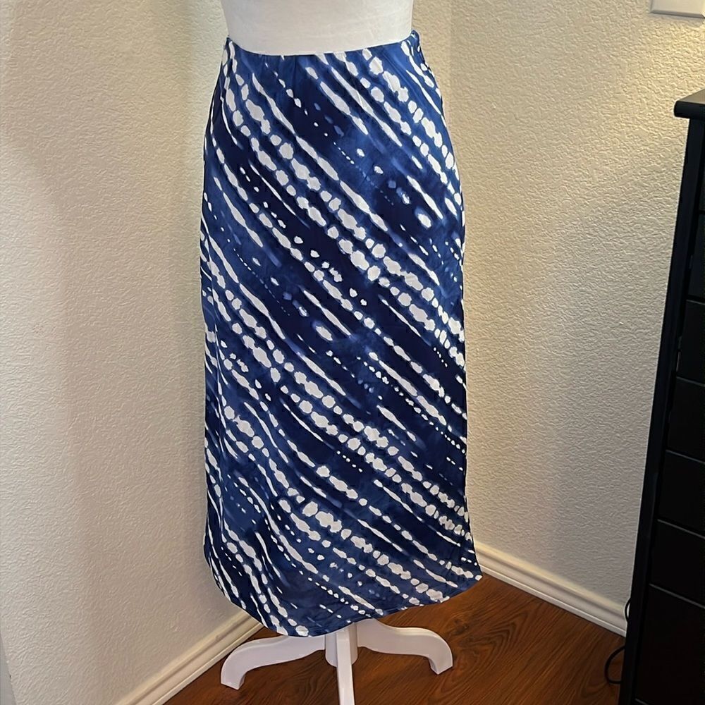 Japna Blue and White Print Maxi Skirt - Size Small